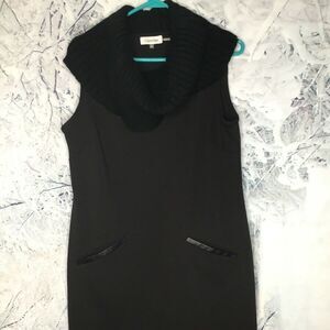 Calvin Klein Women's Black Sleeveless Cowl Neck Knit Sweater Sheath Dress Size M